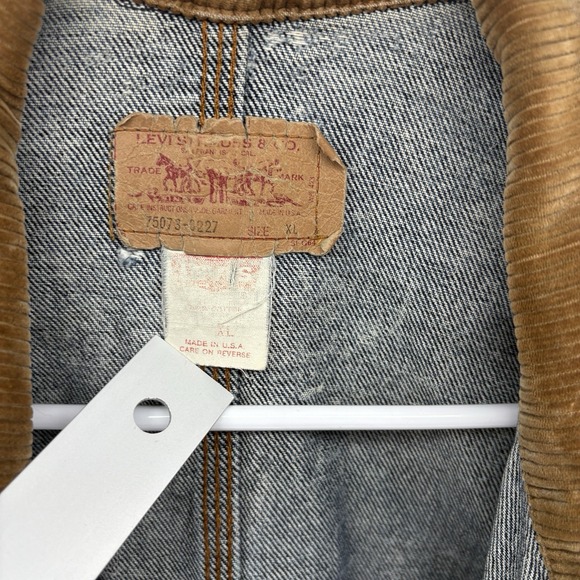 Vintage 60s Levis Denim Chore Distressed A-2 Bomber Buckle Back Retro USA XL - Picture 9 of 14